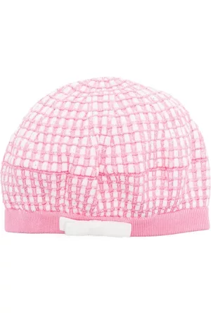 Self-Portrait Checkered knitted beret