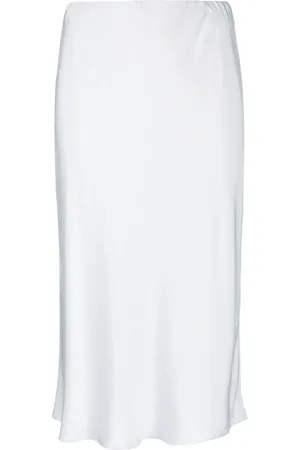 THEORY Satin-finish silk midi skirt