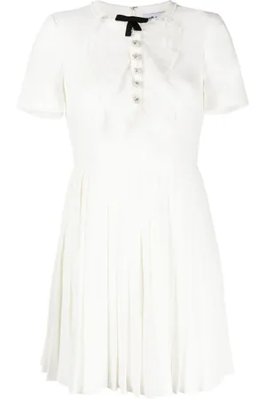 Self-Portrait Bow-detail pleated minidress