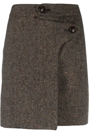 Dsquared2 Wool-tweed wrap skirt