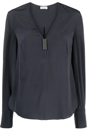 Brunello Cucinelli Bead-detail silk blouse