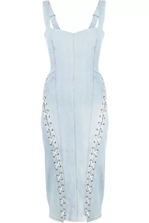 FLEUR DU MAL Lace-up denim dress