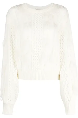 Twin-Set Feather-detail cable-knit jumper