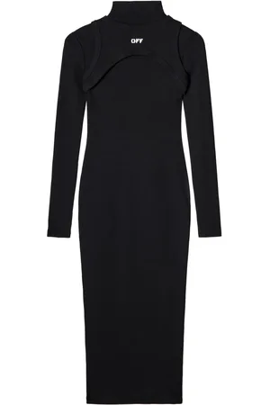 OFF-WHITE Ribbed turtleneck midi dress