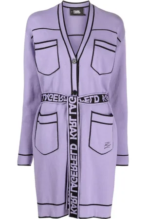Karl Lagerfeld Contrast-trimmed belted cardi-coat
