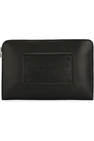 Dolce & Gabbana Logo-debossed leather clutch bag