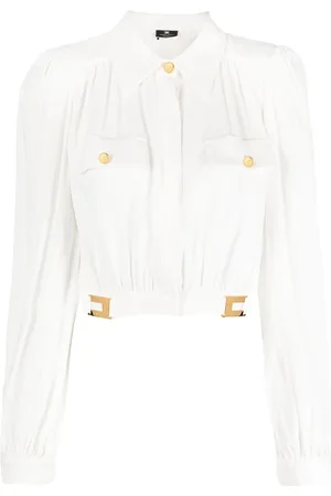 Elisabetta Franchi Logo-plaque cropped blouse