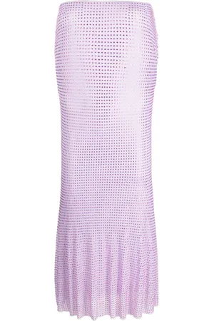Self-Portrait Embellished mesh midi skirt