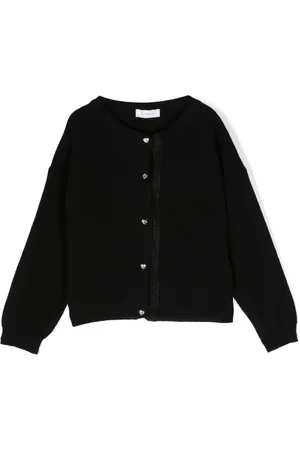 MONNALISA Lace-detail wool cardigan