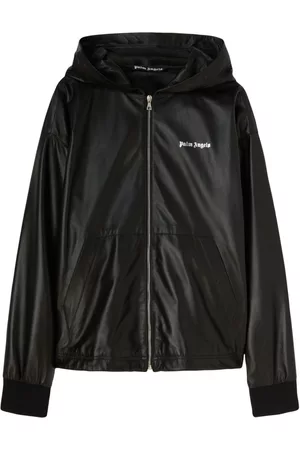 Palm Angels Logo-print hooded leather jacket