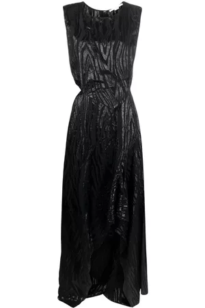 Stella McCartney Metallic Woodgrain-jacquard cut-out dress