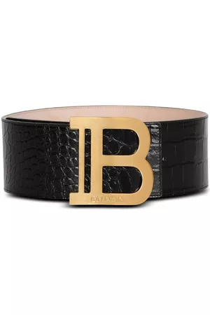 Balmain Crocodile-effect logo-plaque belt