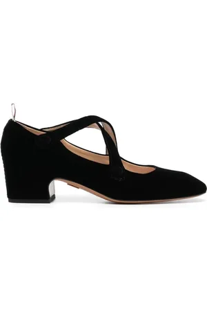 Thom Browne 40mm velvet block-heel pumps