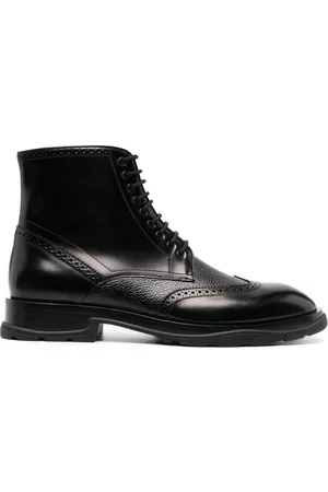 Alexander McQueen Textured lace-up boots