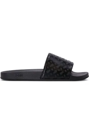 HUGO BOSS Monogram-print moulded-footbed slides