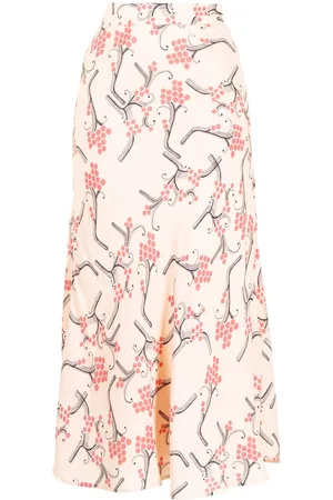 Paule Ka Blossom-print flared midi skirt