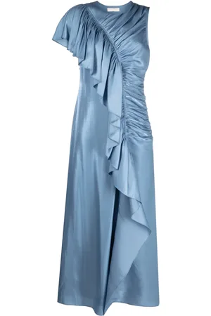 ULLA JOHNSON Ruffle-trim charmeuse long dress