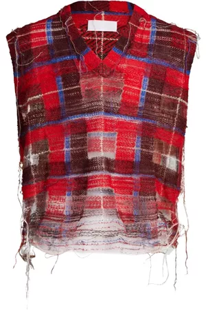 Maison Margiela Distressed checked tank top