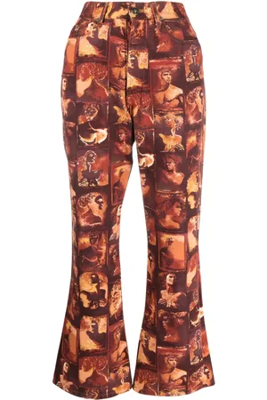 Jean Paul Gaultier 1990s sculpture-print flared cropped trousers