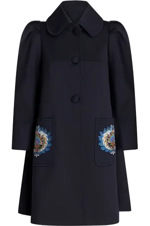 Etro Embroidered-detail puff-sleeve coat
