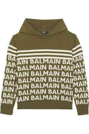 Balmain Logo-lettering knitted hoodie