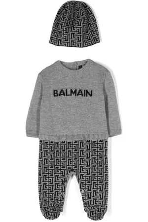 Balmain Intarsia-knit babygrow set