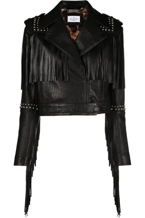 Philipp Plein Fringed cropped leather jacket