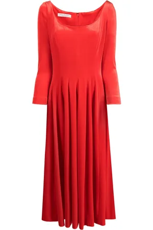 Serafini Long-sleeve velvet midi dress