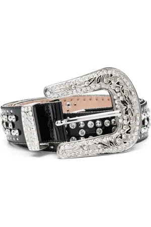 Philipp Plein Crystal-embellished leather belt
