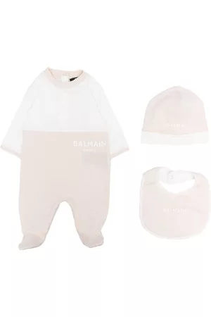 Balmain Two-tone cotton babygrow set