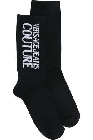 VERSACE Ribbed-knit logo ankle socks