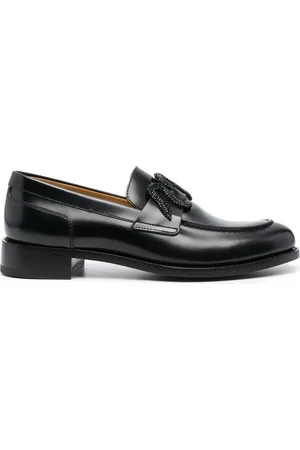 RENE CAOVILLA Crystal-embellished leather loafers