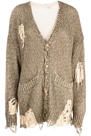 R13 Jumbo distressed tweed-print cardigan
