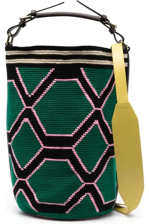 Colville Pudding Colour-Block Raffia Bucket Bag