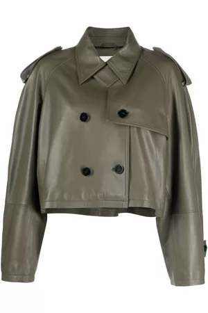 Closed Cropped leather trench jacket