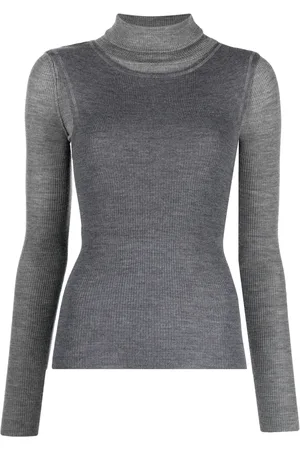 R13 Layered roll-neck ribbed top