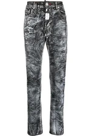 Philipp Plein Abstract-print straight-leg jeans