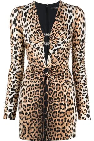 Roberto Cavalli Leopard print V-neck minidress