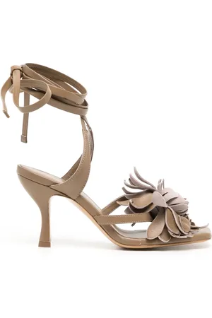 Silvia Tcherassi Tita floral-appliqu?? leather sandals