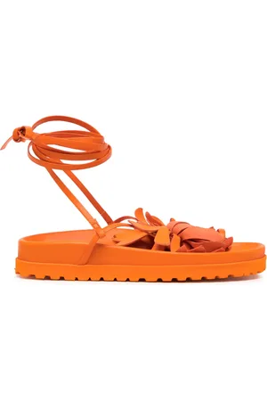 Silvia Tcherassi Idania floral-appliqu?? leather sandals