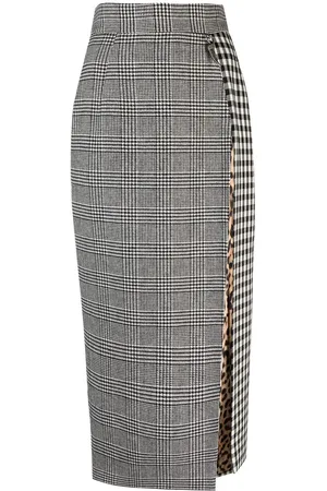 Roberto Cavalli Checked-panels long skirt