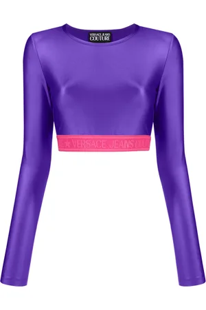 VERSACE Logo-underband crop top