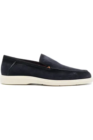 santoni Almond-toe suede loafers
