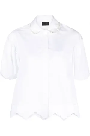 Simone Rocha Faux pearl-embellished cotton shirt