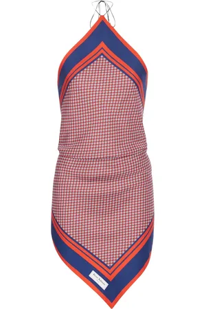 Balmain Monogram-print silk halterneck top