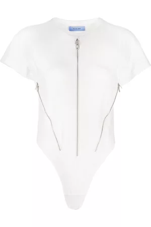 MUGLER Zip-embellished cotton bodysuit