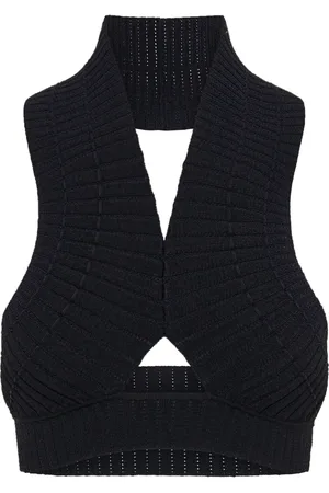 DION LEE Snakeskin ribbed crop top
