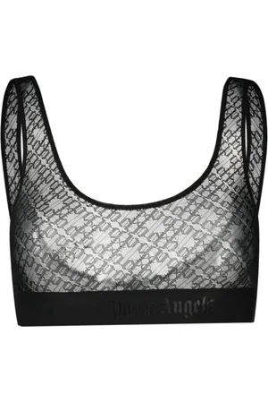 Palm Angels Logo-print sheer tulle bra