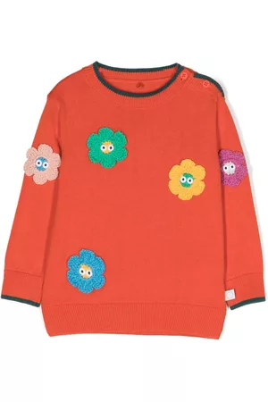 Stella McCartney Floral-appliqué knitted cotton jumper