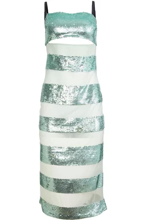 FLEUR DU MAL Sequin-stripe midi dress